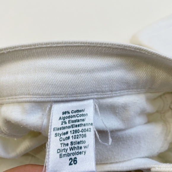 Current/Elliott The  Stiletto in Dirty White with Embroidery Sz 26 - Picture 6 of 16